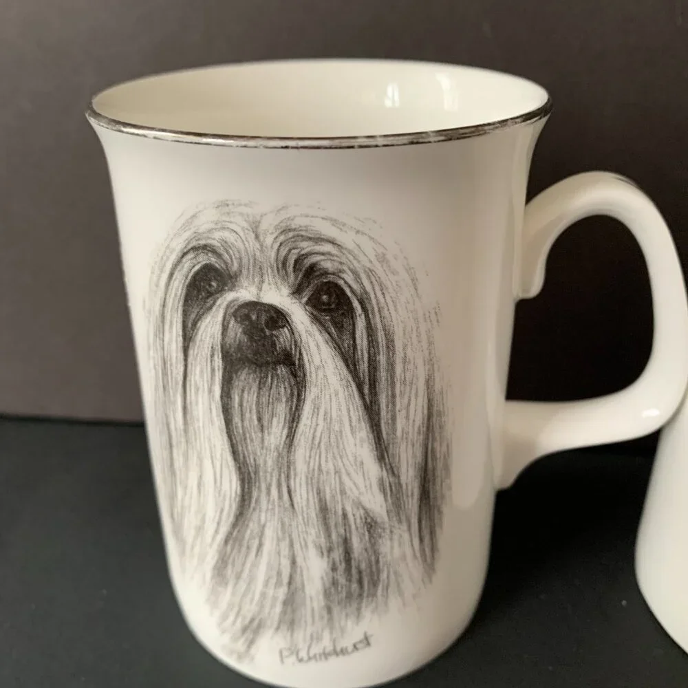 HARMONI DESIGNS BONE CHINA SHIH TZU DOG COFFEE TEA MUG  SET OF 2 MADE IN ENGLAND - Picture 2 of 9